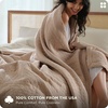 Bedsure PureWoven 100% Cotton Muslin Blanket 8-Layer, Queen, Sage Green | Breathable, Moisture-Wicking, All-Season, Softens After Wash, 460 GSM, Gauze Bedding, Low Shedding, for Adults, 90″ X 90″(Taupe)
