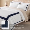 Bedsure PureWoven 100% Cotton Percale Duvet Cover Queen, Rope Weave, White | Hotel-Style Breathable Comforter Cover, Crisp & Lightweight Feel, Zipper & 8 Ties, Easy Machine Care, 3-Piece, 90″x90″, White(04 – Hotel Navy Frame)