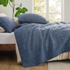 Bedsure PureWoven 100% Cotton Quilt Set, King Bedspread, Dusty Blue | Lightweight Breathable Coverlet & 2 Pillow Shams, 3-Piece Geometric Bedding Set, All-Season, Machine Washable, 106×96 in(04 – Dusty Blue – Tribal Geometry)