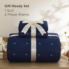 Bedsure PureWoven 100% Cotton Quilt Set, King Bedspread, Dusty Blue | Lightweight Breathable Coverlet & 2 Pillow Shams, 3-Piece Geometric Bedding Set, All-Season, Machine Washable, 106×96 in(09 – Navy Blue – Four Leaf Clover)