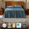 Bedsure PureWoven 100% Giza Egyptian Cotton King Sheets, CEA & BV Certified | 18″ Deep Pocket Sateen Sheets with Corner Straps, Durable & All-Season Breathable, Hotel Luxury, Oeko-Tex, Giftable, White(Dusty Blue)