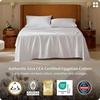 Bedsure PureWoven 100% Giza Egyptian Cotton Queen Sheet, CEA & BV Certified | 18″ Deep Pocket Sateen Sheets with Corner Straps, Durable & All-Season Breathable, Hotel Luxury, Oeko-Tex, Giftable, Beige(White)