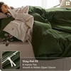 Bedsure PureWoven 100% Organic Cotton Queen Duvet Cover Set, Ivory | GOTS Certified, Luxury, Zipper Closure, Ultra-Soft Breathable, 2 Pillow Shams Included, 8 Ties, for Sensitive Skins, 90″x90″(Olive Green (No Comforter))