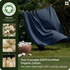 Bedsure PureWoven 100% Organic Cotton Queen Duvet Cover Set, Ivory | GOTS Certified, Luxury, Zipper Closure, Ultra-Soft Breathable, 2 Pillow Shams Included, 8 Ties, for Sensitive Skins, 90″x90″(Navy Blue (No Comforter))