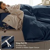 Bedsure PureWoven 100% Organic Cotton Queen Duvet Cover Set, Ivory | GOTS Certified, Luxury, Zipper Closure, Ultra-Soft Breathable, 2 Pillow Shams Included, 8 Ties, for Sensitive Skins, 90″x90″(Navy Blue (No Comforter))