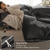 Bedsure PureWoven 100% Organic Cotton Queen Duvet Cover Set, Ivory | GOTS Certified, Luxury, Zipper Closure, Ultra-Soft Breathable, 2 Pillow Shams Included, 8 Ties, for Sensitive Skins, 90″x90″(Dark Gray (No Comforter))