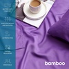 Bedsure PureWoven 100% Rayon Derived from Bamboo, Queen Sheets, 4 Pieces | Cooling Sheets for Hot Sleepers, Breathable & Silky Soft, 16″ Deep Pocket, Hotel Luxury Bedding, White(Purple)