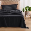 Bedsure PureWoven 100% Rayon Derived from Bamboo, Queen Sheets, 4 Pieces | Cooling Sheets for Hot Sleepers, Breathable & Silky Soft, 16″ Deep Pocket, Hotel Luxury Bedding, White(09 – Black)