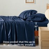 Bedsure PureWoven 100% Rayon Derived from Bamboo, Queen Sheets, 4 Pieces | Cooling Sheets for Hot Sleepers, Breathable & Silky Soft, 16″ Deep Pocket, Hotel Luxury Bedding, White(07 – Navy)