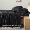 Bedsure PureWoven 100% Rayon Derived from Bamboo, Queen Sheets, 4 Pieces | Cooling Sheets for Hot Sleepers, Breathable & Silky Soft, 16″ Deep Pocket, Hotel Luxury Bedding, White(09 – Black)