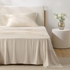 Bedsure PureWoven 100% Rayon Derived from Bamboo, Queen Sheets, 4 Pieces | Cooling Sheets for Hot Sleepers, Breathable & Silky Soft, 16″ Deep Pocket, Hotel Luxury Bedding, White(12 – Light Beige)