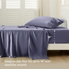 Bedsure PureWoven 100% Rayon Derived from Bamboo, Queen Sheets, 4 Pieces | Cooling Sheets for Hot Sleepers, Breathable & Silky Soft, 16″ Deep Pocket, Hotel Luxury Bedding, White(01 – Dark Grey)