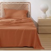 Bedsure PureWoven 100% Rayon Derived from Bamboo, Queen Sheets, 4 Pieces | Cooling Sheets for Hot Sleepers, Breathable & Silky Soft, 16″ Deep Pocket, Hotel Luxury Bedding, White(19 – Burnt Orange)