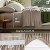 Bedsure PureWoven 100% Viscose Derived from Bamboo King Size Sheet Set 3PCS | Organically Grown, 18″ Deep Pocket, Cooling Fitted Sheet Set for Hot Sleepers, Luxury Silky Soft, No Flat Sheet, White(03 – Light Brown)