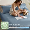 Bedsure PureWoven 100% Viscose Derived from Bamboo King Size Sheet Set 3PCS | Organically Grown, 18″ Deep Pocket, Cooling Fitted Sheet Set for Hot Sleepers, Luxury Silky Soft, No Flat Sheet, White(04 – Mineral Blue)