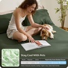 Bedsure PureWoven 100% Viscose Derived from Bamboo King Size Sheet Set 3PCS | Organically Grown, 18″ Deep Pocket, Cooling Fitted Sheet Set for Hot Sleepers, Luxury Silky Soft, No Flat Sheet, White(05 – Olive Green)
