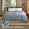 Bedsure PureWoven 100% Washed Cotton Duvet Cover Only, Queen,Frosted Almond | Linen Like Textured, Minimalist Bedding, Plain Soft for All Seasons, Zipper Closure, 8 Corner Ties, Good Housekeeping Seal(05 – Dusty Blue (Duvet Cover Only))