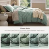 Bedsure PureWoven 100% Washed Cotton Duvet Cover Set, Queen Size, 3-PC | Linen Like Texture, Percale Breathable Bedding Set for All Seasons, Zipper Closure, 8 Corner Ties, Natural White, 90″ X 90″(10 – Iceberg Green (No Comforter))