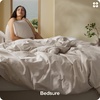 Bedsure PureWoven 100% Washed Cotton Duvet Cover Set, Queen Size, 3-PC | Linen Like Texture, Percale Breathable Bedding Set for All Seasons, Zipper Closure, 8 Corner Ties, Natural White, 90″ X 90″(34 – Slub Natural Linen (No Comforter))