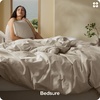 Bedsure PureWoven 100% Washed Cotton Duvet Cover Set, Queen Size, 3-PC | Linen Like Texture, Percale Breathable Bedding Set for All Seasons, Zipper Closure, 8 Corner Ties, Natural White, 90″ X 90″(35 – Slub Tannish Linen Grey (No Comforter))