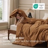 Bedsure PureWoven 100% Washed Cotton Duvet Cover Set, Queen Size, 3-PC | Linen Like Texture, Percale Breathable Bedding Set for All Seasons, Zipper Closure, 8 Corner Ties, Natural White, 90″ X 90″(23 – Hazelnut Brown (No Comforter))