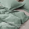 Bedsure PureWoven 100% Washed Cotton Duvet Cover Set, Queen Size, 3-PC | Linen Like Texture, Percale Breathable Bedding Set for All Seasons, Zipper Closure, 8 Corner Ties, Natural White, 90″ X 90″(10 – Iceberg Green (No Comforter))