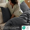 Bedsure PureWoven 100% Washed Cotton Duvet Cover Set, Queen Size, 3-PC | Linen Like Texture, Percale Breathable Bedding Set for All Seasons, Zipper Closure, 8 Corner Ties, Natural White, 90″ X 90″(20 – Charcoal (No Comforter))