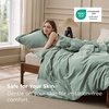 Bedsure PureWoven 100% Washed Cotton Duvet Cover Set, Queen Size, 3-PC | Linen Like Texture, Percale Breathable Bedding Set for All Seasons, Zipper Closure, 8 Corner Ties, Natural White, 90″ X 90″(10 – Iceberg Green (No Comforter))