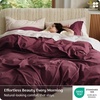 Bedsure PureWoven 100% Washed Cotton Duvet Cover Set, Queen Size, 3-PC | Linen Like Texture, Percale Breathable Bedding Set for All Seasons, Zipper Closure, 8 Corner Ties, Natural White, 90″ X 90″(22 – Burgundy (No Comforter))