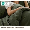 Bedsure PureWoven 100% Washed Cotton Duvet Cover Set, Queen Size, 3-PC | Linen Like Texture, Percale Breathable Bedding Set for All Seasons, Zipper Closure, 8 Corner Ties, Natural White, 90″ X 90″(36 – Slub Olive Green (No Comforter))