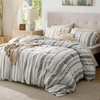 Bedsure PureWoven 3 Pieces 100% Cotton Waffle Duvet Cover Set, Queen, White | Waffle Weave Texture, Soft, Skin-Friendly, Breathable, All-Season, Machine Washable, Home Decor Gift, Good Housekeeping Seal(19 – Strip White (No Comforter))