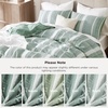 Bedsure PureWoven 3 Pieces 100% Cotton Waffle Duvet Cover Set, Queen, White | Waffle Weave Texture, Soft, Skin-Friendly, Breathable, All-Season, Machine Washable, Home Decor Gift, Good Housekeeping Seal(19 – Strip Green (No Comforter))