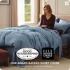 Bedsure PureWoven 3 Pieces 100% Cotton Waffle Duvet Cover Set, Queen, White | Waffle Weave Texture, Soft, Skin-Friendly, Breathable, All-Season, Machine Washable, Home Decor Gift, Good Housekeeping Seal(16 – Grey Blue (No Comforter))