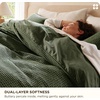 Bedsure PureWoven 3 Pieces 100% Cotton Waffle Duvet Cover Set, Queen, White | Waffle Weave Texture, Soft, Skin-Friendly, Breathable, All-Season, Machine Washable, Home Decor Gift, Good Housekeeping Seal(14 – Olive Green (No Comforter))