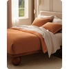 Bedsure PureWoven 3 Pieces 100% Cotton Waffle Duvet Cover Set, Queen, White | Waffle Weave Texture, Soft, Skin-Friendly, Breathable, All-Season, Machine Washable, Home Decor Gift, Good Housekeeping Seal(07 – Terracotta (No Comforter))