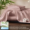 Bedsure PureWoven Bamboo Viscose Cooling Sheets Queen, 4 PCS | Rayon Cotton Serene Blend, Breathable & Buttery Soft, Deep Pocket Up to 18″, Hotel Luxury Bedding for Hot Sleepers, White(Rose Pink)
