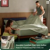 Bedsure PureWoven Bamboo Viscose Cooling Sheets Queen, 4 PCS | Rayon Cotton Serene Blend, Breathable & Buttery Soft, Deep Pocket Up to 18″, Hotel Luxury Bedding for Hot Sleepers, White(Sage Green)
