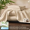 Bedsure PureWoven Bamboo Viscose Cooling Sheets Queen, 4 PCS | Rayon Cotton Serene Blend, Breathable & Buttery Soft, Deep Pocket Up to 18″, Hotel Luxury Bedding for Hot Sleepers, White(Beige)