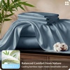 Bedsure PureWoven Bamboo Viscose Cooling Sheets Queen, 4 PCS | Rayon Cotton Serene Blend, Breathable & Buttery Soft, Deep Pocket Up to 18″, Hotel Luxury Bedding for Hot Sleepers, White(Dusty Blue)