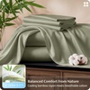 Bedsure PureWoven Bamboo Viscose Cooling Sheets Queen, 4 PCS | Rayon Cotton Serene Blend, Breathable & Buttery Soft, Deep Pocket Up to 18″, Hotel Luxury Bedding for Hot Sleepers, White(Sage Green)