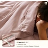 Bedsure PureWoven Cooling Duvet Cover, Ideal for Hot Sleepers, Queen Size | Cotton Blend Viscose Derived from Bamboo, Breathable & Buttery Soft, Hotel Luxury Bedding Set, White(10 – Cooling Petal Pink (No Comforter))