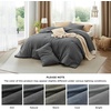 Bedsure PureWoven Cotton Comforter Set Prewashed, Queen Grayish Olive Green | Cotton Fabric, Microfiber Inner Fill, Soft, Breathable, Natural Wrinkle, 1 Comforter(90″ X 90″), 2 Pillow Shams(20″x26″)(03 – Dark Grey)