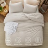 Bedsure PureWoven Cotton Comforter Set Prewashed, Queen Grayish Olive Green | Cotton Fabric, Microfiber Inner Fill, Soft, Breathable, Natural Wrinkle, 1 Comforter(90″ X 90″), 2 Pillow Shams(20″x26″)(05 – Linen Color)