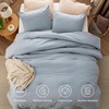 Bedsure PureWoven Cotton Comforter Set Prewashed, Queen Grayish Olive Green | Cotton Fabric, Microfiber Inner Fill, Soft, Breathable, Natural Wrinkle, 1 Comforter(90″ X 90″), 2 Pillow Shams(20″x26″)(09 – Mineral Blue)