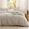Bedsure PureWoven Cotton Comforter Set Prewashed, Queen Grayish Olive Green | Cotton Fabric, Microfiber Inner Fill, Soft, Breathable, Natural Wrinkle, 1 Comforter(90″ X 90″), 2 Pillow Shams(20″x26″)(05 – Linen Color)