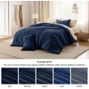 Bedsure PureWoven Cotton Comforter Set Prewashed, Queen Grayish Olive Green | Cotton Fabric, Microfiber Inner Fill, Soft, Breathable, Natural Wrinkle, 1 Comforter(90″ X 90″), 2 Pillow Shams(20″x26″)(08 – Navy)