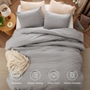 Bedsure PureWoven Cotton Comforter Set Prewashed, Queen Grayish Olive Green | Cotton Fabric, Microfiber Inner Fill, Soft, Breathable, Natural Wrinkle, 1 Comforter(90″ X 90″), 2 Pillow Shams(20″x26″)(12 – Grey Stone Color)