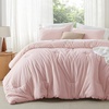 Bedsure PureWoven Cotton Comforter Set Prewashed, Queen Grayish Olive Green | Cotton Fabric, Microfiber Inner Fill, Soft, Breathable, Natural Wrinkle, 1 Comforter(90″ X 90″), 2 Pillow Shams(20″x26″)(00 – Light Pink)