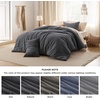 Bedsure PureWoven Cotton Comforter Set Prewashed, Queen Grayish Olive Green | Cotton Fabric, Microfiber Inner Fill, Soft, Breathable, Natural Wrinkle, 1 Comforter(90″ X 90″), 2 Pillow Shams(20″x26″)(01 – Charcoal Grey)