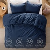 Bedsure PureWoven Cotton Comforter Set Prewashed, Queen Grayish Olive Green | Cotton Fabric, Microfiber Inner Fill, Soft, Breathable, Natural Wrinkle, 1 Comforter(90″ X 90″), 2 Pillow Shams(20″x26″)(08 – Navy)